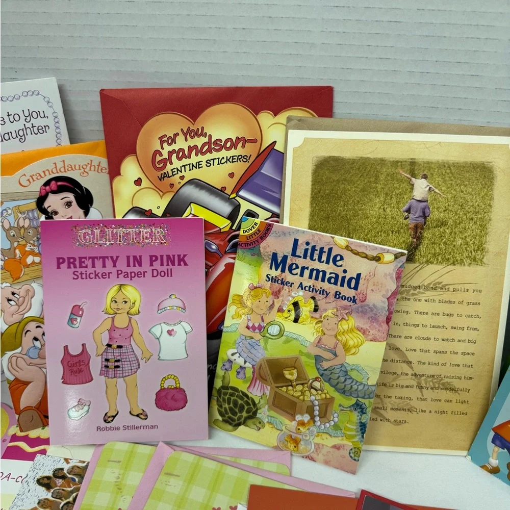 Colorful Bundle Card Collection Sticker books Birthday Valentines, Christmas-Lot